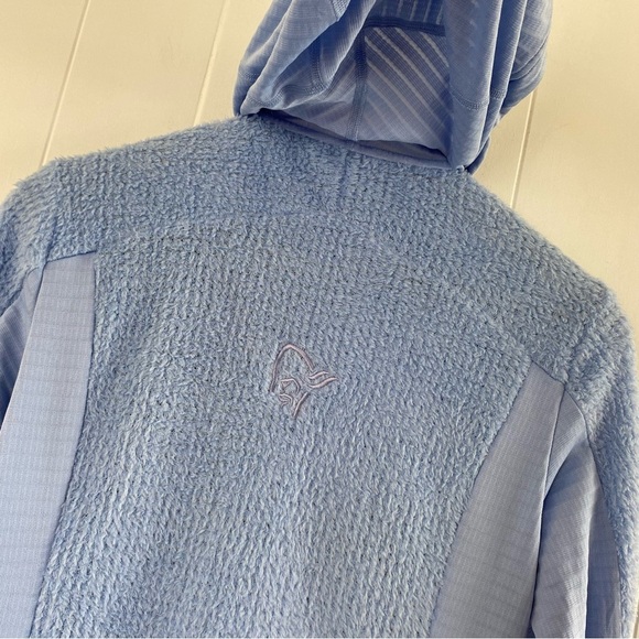NORRONA Falketind Alpha120 Zip Hood Sherpa Fleece Fuzzy Pastel Blue Norway - Picture 14 of 16